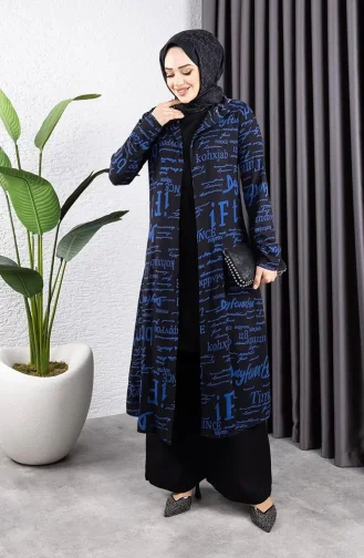 Ensemble Hijab 3 Pièces Written 4012-01 Noir Indigo 4012-01