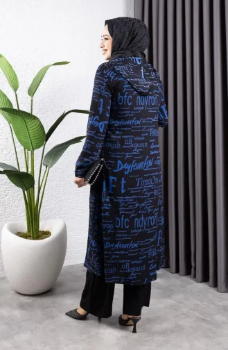 Ensemble Hijab 3 Pièces Written 4012-01 Noir Indigo 4012-01