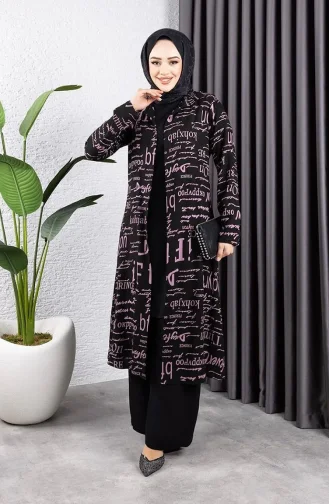 Geschreven 3-delige Hijabset 4012-02 Black Rose Dusty 4012-02