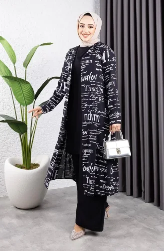 Written 3-Piece Hijab Suit 4012-10 Black 4012-10