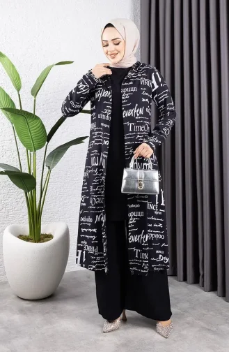 Written 3-Piece Hijab Suit 4012-10 Black 4012-10
