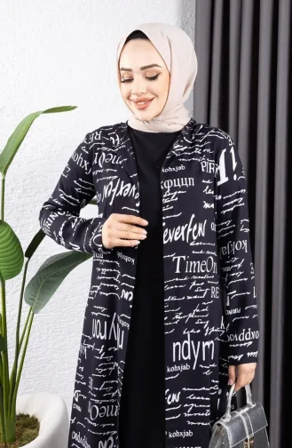 Written 3-Piece Hijab Suit 4012-10 Black 4012-10