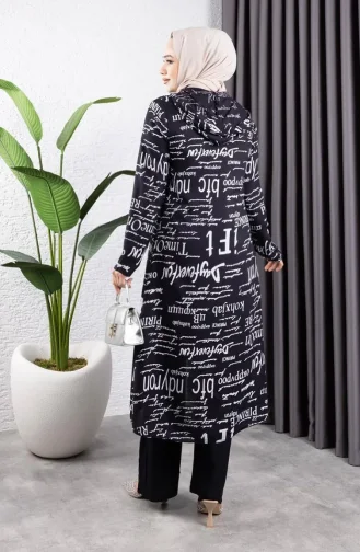 Written 3-Piece Hijab Suit 4012-10 Black 4012-10