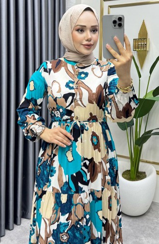 فستان أزرق زيتي 7129-02