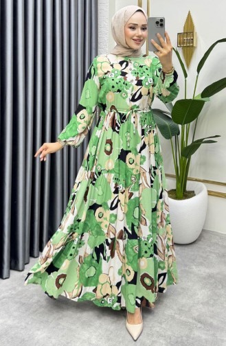 Green Hijab Dress 7129-05
