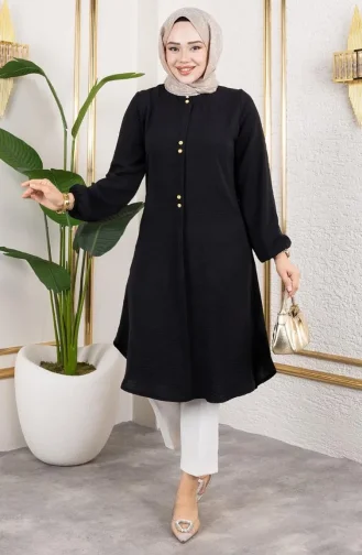 Knoop Gedetailleerde Aerobin Tuniek 0175-01 Zwart 0175-01