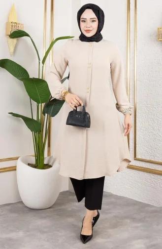 Tunique Aerobin à Boutons Détaillés 0175-02 Vison 0175-02