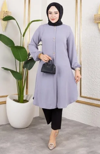 Button Detailed Aerobin Tunic 0175-03 Gray 0175-03