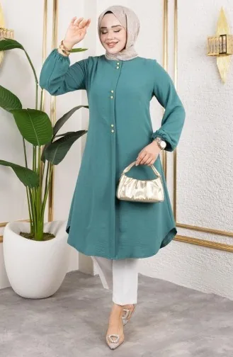 Knoop Gedetailleerde Aerobin Tuniek 0175-07 Amandelgroen 0175-07