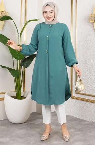 Knoop Gedetailleerde Aerobin Tuniek 0175-07 Amandelgroen 0175-07