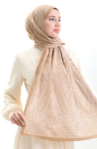 Mio Crepe Sjaal Met Karaca Patroon 82000-14 Lichtbruin 82000-14