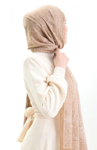 Mio Crepe Sjaal Met Karaca Patroon 82000-14 Lichtbruin 82000-14