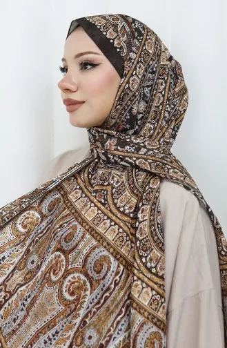 Etnik Desen Vual Şal 70303-01 Kahverengi