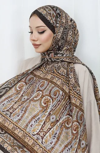 Etnik Desen Vual Şal 70303-01 Kahverengi