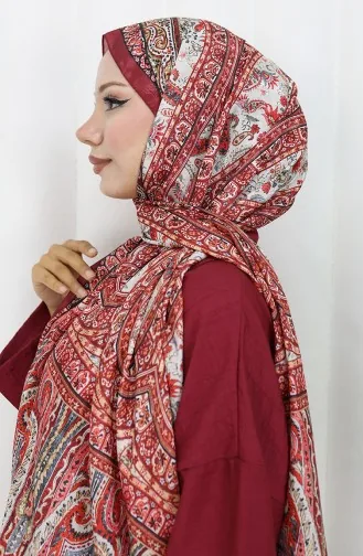 Etnik Desen Vual Şal 70303-14 Bordo