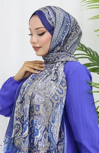 Ethnic Pattern Janjan Shawl 70304-02 Navy Blue 70304-02