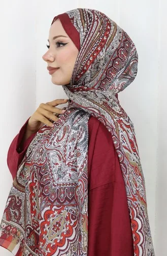 Etnik Desen Janjan Şal 70304-07 Bordo Bej