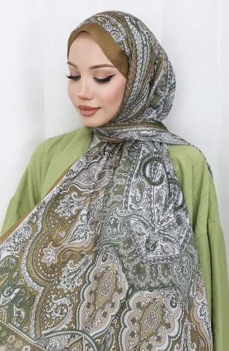 Etnik Desen Janjan Şal 70304-08 Bej Yeşil