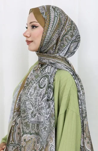 Etnik Desen Janjan Şal 70304-08 Bej Yeşil