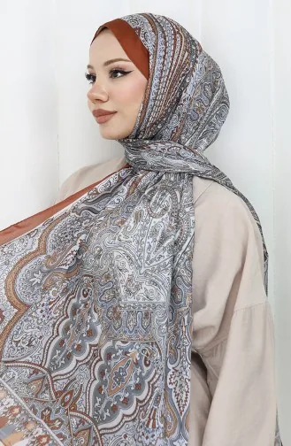 Châle Janjan à Motif Ethnique 70304-11 Couleur Cannelle 70304-11