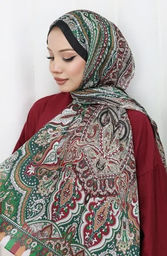 Ethnic Pattern Janjan Shawl 70304-12 Black Emerald Green 70304-12