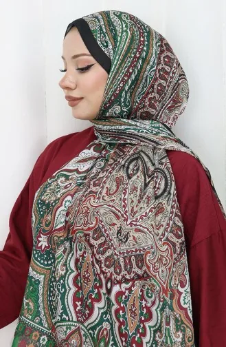 Ethnic Pattern Janjan Shawl 70304-12 Black Emerald Green 70304-12
