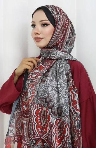 Châle Janjan à Motif Ethnique 70304-19 Bordeaux 70304-19