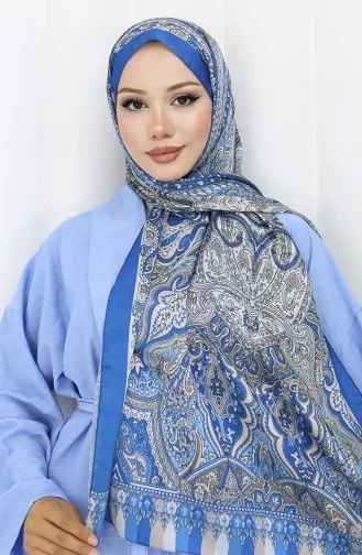Etnik Desen Janjan Şal 70304-21 Mavi Bej