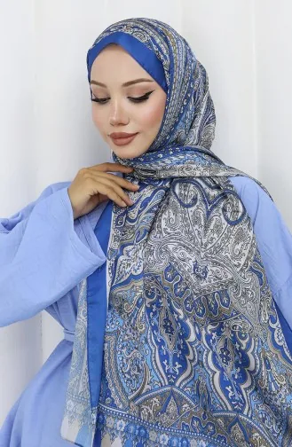 Etnik Desen Janjan Şal 70304-21 Mavi Bej
