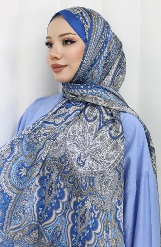 Etnik Desen Janjan Şal 70304-21 Mavi Bej