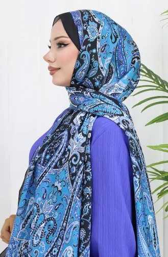 Etnik Desen Janjan Şal 70306-01 Mavi Siyah 70306-01