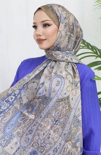 Etnik Desen Janjan Şal 70306-02 İndigo Bej 70306-02