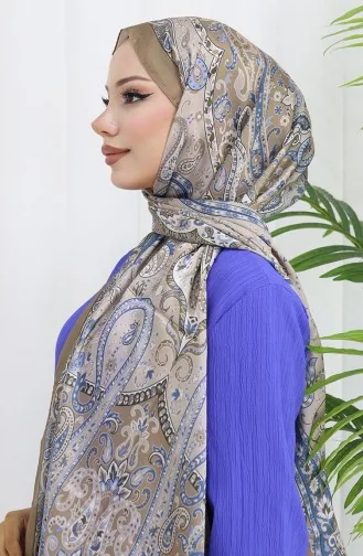 Etnik Desen Janjan Şal 70306-02 İndigo Bej 70306-02