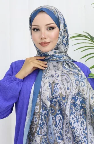 Etnik Desen Janjan Şal 70306-04 İndigo 70306-04