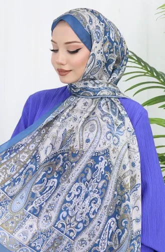 Etnik Desen Janjan Şal 70306-04 İndigo 70306-04