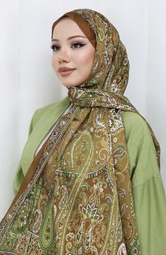 Etnik Desen Janjan Şal 70306-05 Kahverengi Yeşil 70306-05