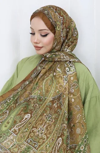Etnik Desen Janjan Şal 70306-05 Kahverengi Yeşil 70306-05