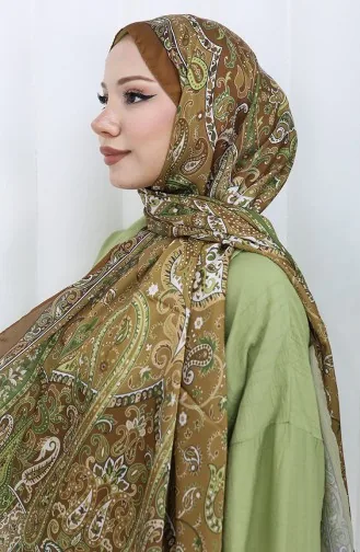 Etnik Desen Janjan Şal 70306-05 Kahverengi Yeşil 70306-05