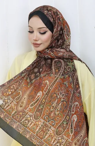 Etnik Desen Janjan Şal 70306-06 Siyah Tarçın Renk 70306-06