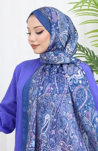 Etnik Desen Janjan Şal 70306-09 Lacivert Pudra 70306-09
