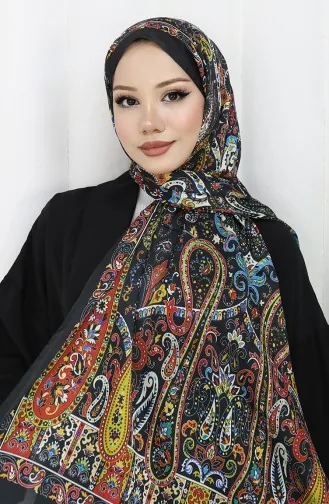 Etnik Desen Janjan Şal 70306-10 Siyah Kırmızı 70306-10