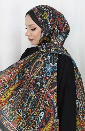 Etnik Desen Janjan Şal 70306-10 Siyah Kırmızı 70306-10