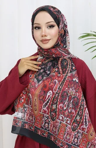 Etnik Desen Janjan Şal 70306-12 Siyah Bordo 70306-12