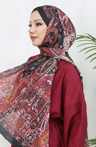 Etnik Desen Janjan Şal 70306-12 Siyah Bordo 70306-12