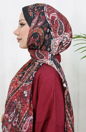 Etnik Desen Janjan Şal 70306-12 Siyah Bordo 70306-12