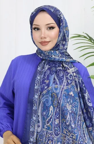 Etnik Desen Janjan Şal 70306-14 Lacivert İndigo 70306-14