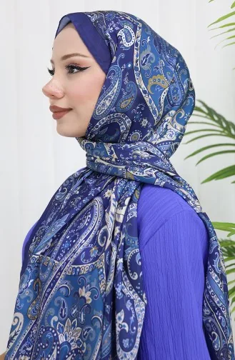 Etnik Desen Janjan Şal 70306-14 Lacivert İndigo 70306-14