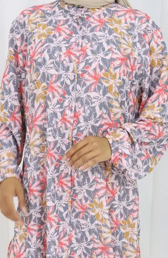 Plus Size Bloemenmotief Tuniek 3024-01 Grijs 3024-01