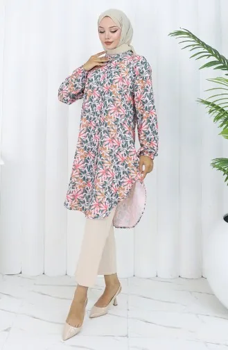 Plus Size Bloemenmotief Tuniek 3024-03 Groen 3024-03