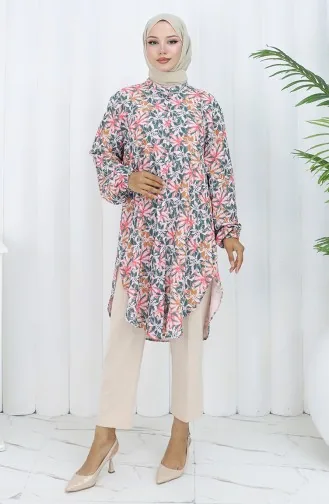 Plus Size Bloemenmotief Tuniek 3024-03 Groen 3024-03